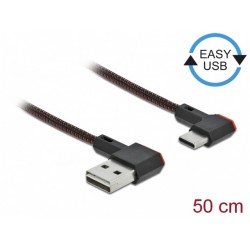 Kabel USB-C(M) Kątowy Prawo->USB-A(M) 2.0 0.5m Czarny Delock