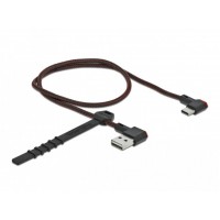 Kabel USB-C(M) Kątowy Prawo->USB-A(M) 2.0 0.5m Czarny Delock