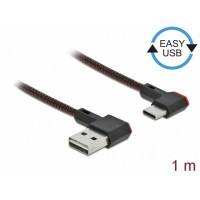 Kabel USB-C(M) Kątowy Prawo->USB-A(M) 2.0 1m Czarny Delock