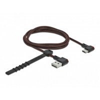 Kabel USB-C(M) Kątowy Prawo->USB-A(M) 2.0 1m Czarny Delock