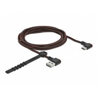 Kabel USB-C(M) Kątowy Prawo->USB-A(M) 2.0 2m Czarny Delock