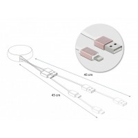 Kabel USB-A(M) -> Lightning (M) 2.0 Różowy/Biały Szpula 92cm Delock