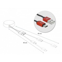 Kabel USB-A(M) -> USB-C(M) 2.0 Czarny/Czerwony Szpula 92cm Delock