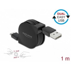 Kabel USB-A(M) -> USB Micro(M) 2.0 Czarny Szpula 92cm Delock