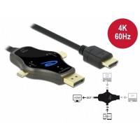 Kabel 3 W 1 USB C+Mini Displayport+Displayport -> HDMI 4k 60Hz 1,75m Czarny Delock