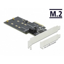 Karta PCI Express X4->2x M.2 Key B+3x SATA 6Gb/s Low Profile Delock