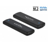 Obudowa SSD Zewnętrzna Delock M.2 NVME PCIE/SATA USB Type-C 3.1 Gen 2 Beznarzędziowa Czarny