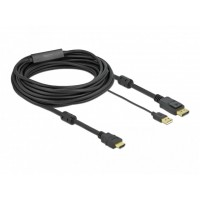 Kabel HDMI(M) -> Displayport(M) 4k 7m Zasilany USB A(M) Czarny Delock