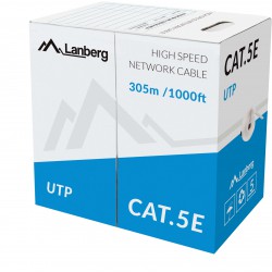 Kabel Lan UTP Kat-5e 305m Drut CCA Czarny Lanberg