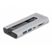 Stacja Dokująca Delock USB-C->USB-C 3.1 Gen 2, 2x USB 3.1 Gen 2, Czytnik SD/SDHC/SDXC, PD, Lan