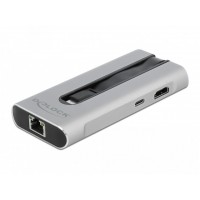 Stacja Dokująca Delock USB-C->USB-C 3.1 Gen 2, 2x USB 3.1 Gen 2, Czytnik SD/SDHC/SDXC, PD, Lan