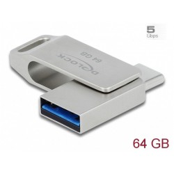 Pendrive Delock 64GB USB-C+USB-A 3.1 Gen 2 Metalowa Obudowa