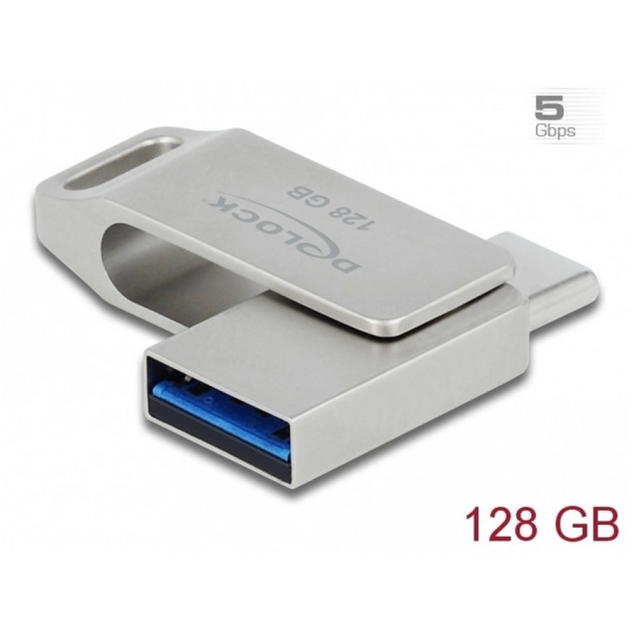 Pendrive Delock 128GB USB-C+USB-A 3.1 Gen 2 Metalowa Obudowa