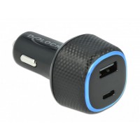 Ładowarka Samochodowa Zapalniczka Delock 1x USB 1x USB-C Power Delivery 12V/24V Czarna