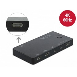 Switch KVM Delock HDMI+USB Micro-B/USB-C DP Alt Mode->HDMI+2x USB-A 2.0 4k