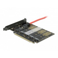 Karta PCI Express X16 ->5x M.2 Low Profile Key B + Adaptery SATA Delock