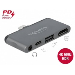 Stacja Dokująca Dla Ipad Pro USB-C(M)->1x USB-C,1x USB-C+PD, HDMI 4k, Minjack Delock