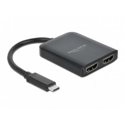 Splitter Video Delock USB Type-C DP Alt Mode->2x HDMI Mst/Vxp Czarny