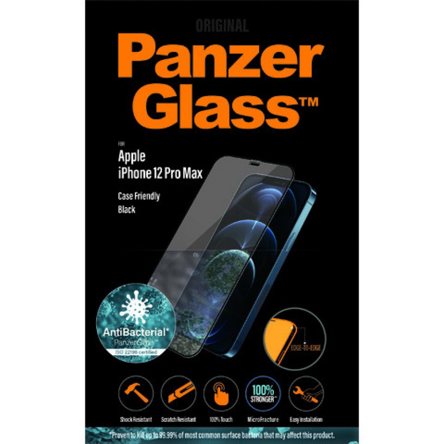 Szkło Hartowane Panzerglass Do Iphone 12 Pro Max Antybakteryjne Czarny Do Etui