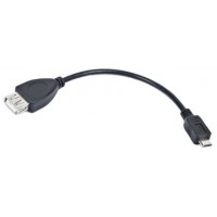 Kabel USB Micro(M)->USB-A(F) 2.0 0.15m OTG Czarny Lanberg-Oem