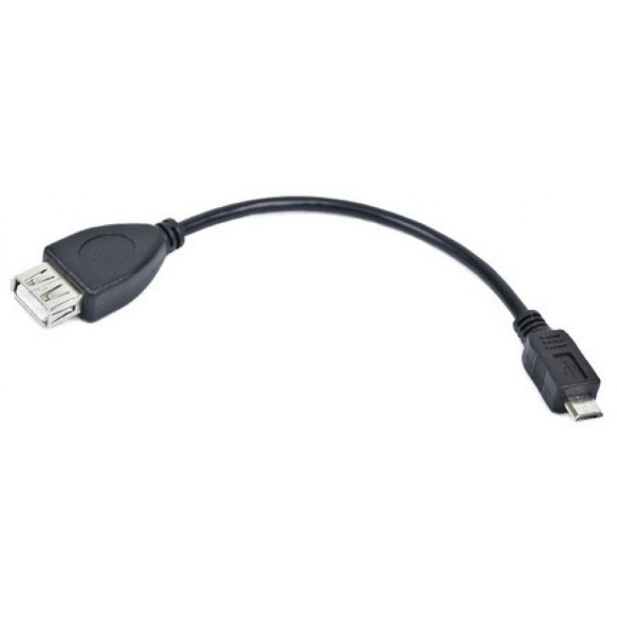 Kabel USB Micro(M)->USB-A(F) 2.0 0.15m OTG Czarny Lanberg-Oem