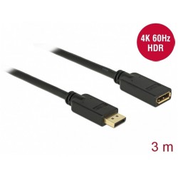 Kabel Displayport Przedłużacz M/F 20 Pin V1.2 3m 4k Czarny Delock