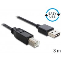 Kabel USB-A(M)->USB-B(M) 2.0 3m Easy-USB Czarny Delock