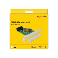 Karta PCI Express X1->4x Internal SATA+Low Profile Delock