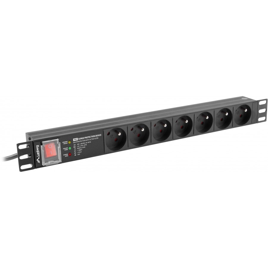 Listwa Zasilająca Rack PDU Pro 19" Lanberg 1u 16A 7x 230V Pl SPD-3MP 2m Czarna