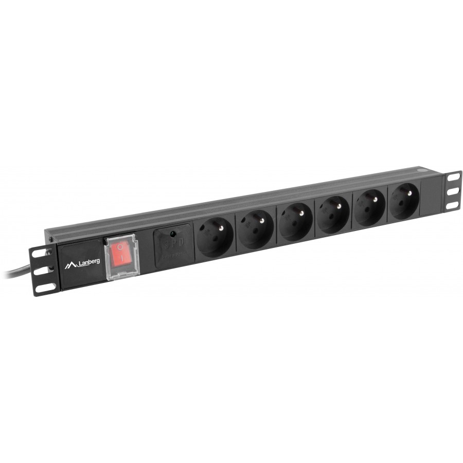 Listwa Zasilająca Rack PDU 19" Lanberg 1u 16A 6x 230V Pl 2m Czarna