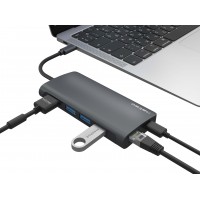 Multi Port Natec Fowler 2 USB-C PD, 3x USB 3.0, HDMI 4k, RJj45, USB-C, SD, Micro SD