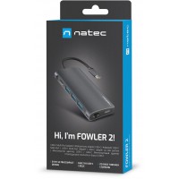 Multi Port Natec Fowler 2 USB-C PD, 3x USB 3.0, HDMI 4k, RJj45, USB-C, SD, Micro SD