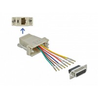 Adapter D-Sub 15 Pin(F)->RJ45 Zestaw Montażowy Szary Delock