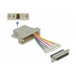 Adapter D-Sub 25 Pin(F)->RJ45 Zestaw Montażowy Szary Delock