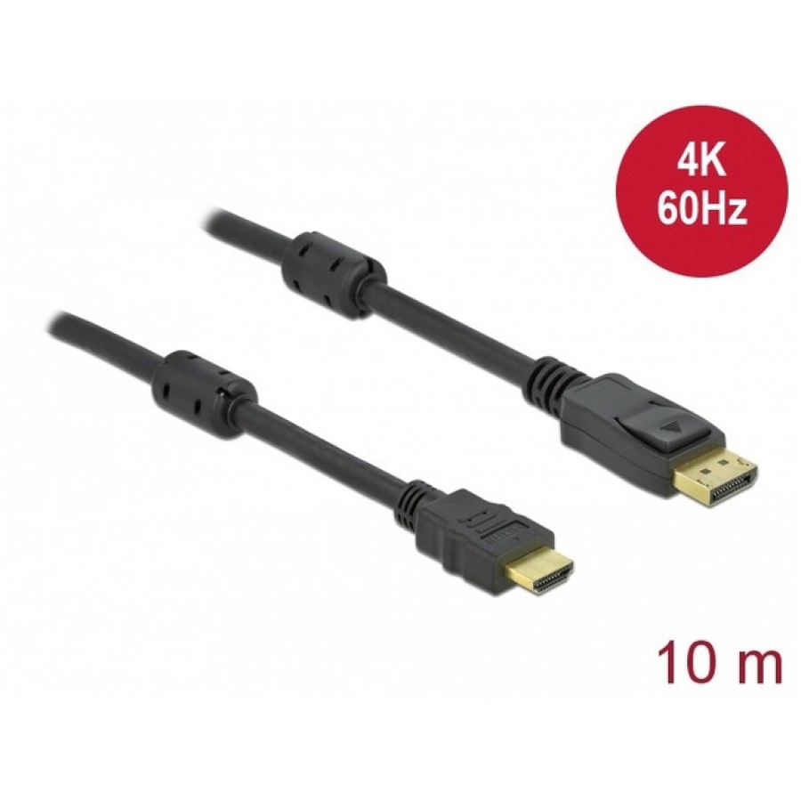 Kabel Displayport(M) V1.4->HDMI(M) 10m 4k 60Hz Aktywny Czarny Delock