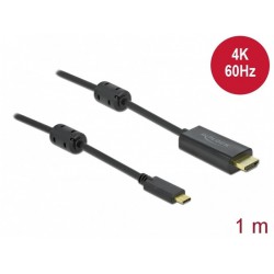 Kabel USB-C(M)->HDMI(M) 1m 4k 60Hz Thunderbolt 3/Displayport Alternate Mode Aktywny Czarny Delock