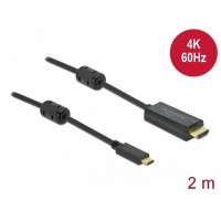 Kabel USB-C(M)->HDMI(M) 2m 4k 60Hz Thunderbolt 3/Displayport Alternate Mode Aktywny Czarny Delock