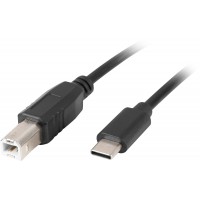 Kabel USB-C(M)->USB-B(M) 2.0 1.8m Czarny Lanberg