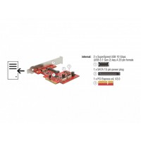 Karta PCI Express X4->USB-A 3.1 Gen 2 2-Port Wewnętrzne Delock