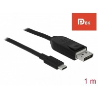 Kabel USB-C(M)->Displayport(M) 1m 8k 60Hz Czarny Thunderbolt 3/Displayport Alternate Mode Delock