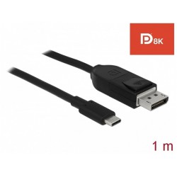 Kabel USB-C(M)->Displayport(M) 1m 8k 60Hz Czarny Thunderbolt 3/Displayport Alternate Mode Delock