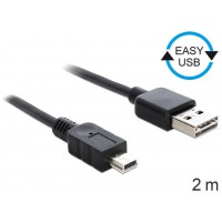 Kabel USB Mini(M)->USB-A(M) 2.0 2m Easy-USB Czarny Canon Delock