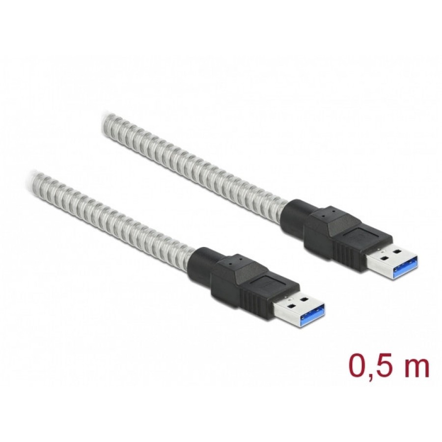 Kabel USB-A M/M 3.0 0.5m Metalowy Delock