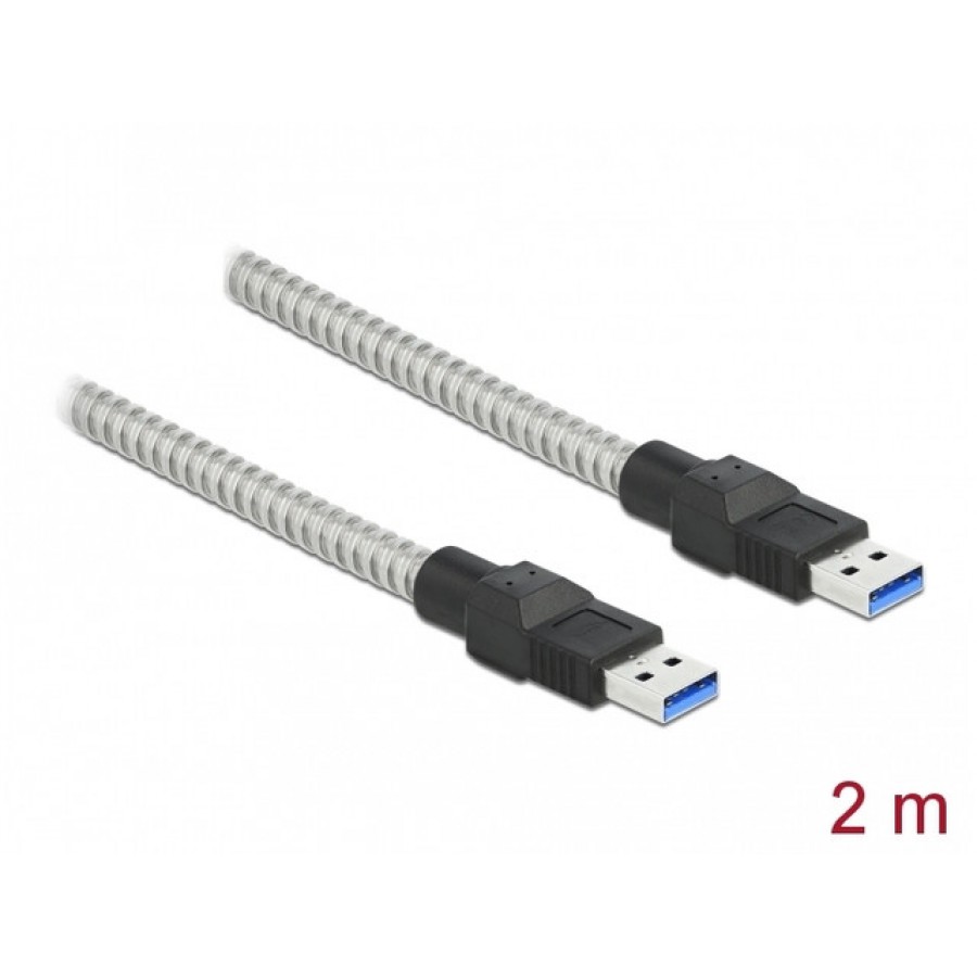 Kabel USB-A M/M 3.0 2m Metalowy Delock