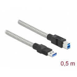 Kabel USB-A(M)->USB-B(M) 3.0 0.5m Metalowy Delock