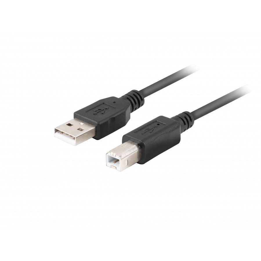 Kabel USB-A(M)->USB-B(M) 2.0 1.0m Czarny Ferryt Box Lanberg