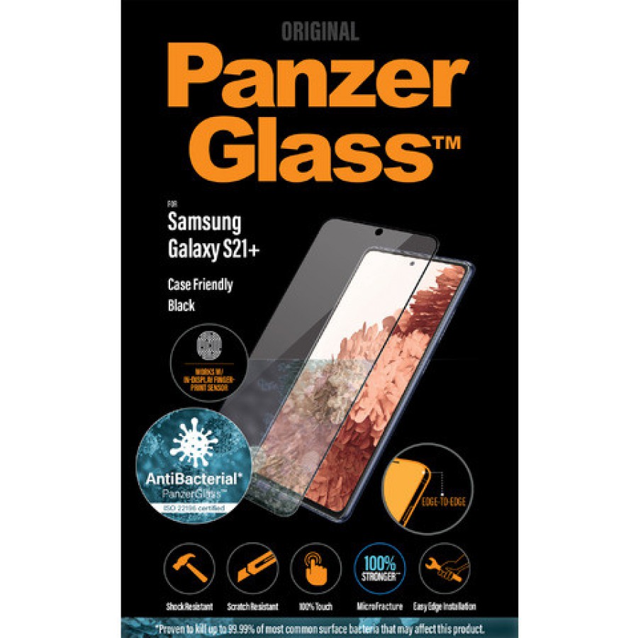 Szkło Hartowane Panzerglass Do Samsung Galaxy S21plus Antybakteryjne Czarny Do Etui