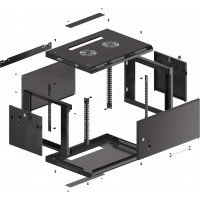 Szafa Instalacyjna Rack Wisząca 19" 6u 600x450 Czarna Drzwi Metalowe Lanberg Flat Pack