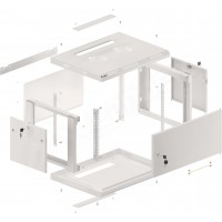 Szafa Instalacyjna Rack Wisząca 19" 6u 600x450 Szara Drzwi Metalowe Lanberg Flat Pack