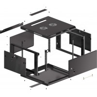 Szafa Instalacyjna Rack Wisząca 19" 6u 600x600 Czarna Drzwi Metalowe Lanberg Flat Pack